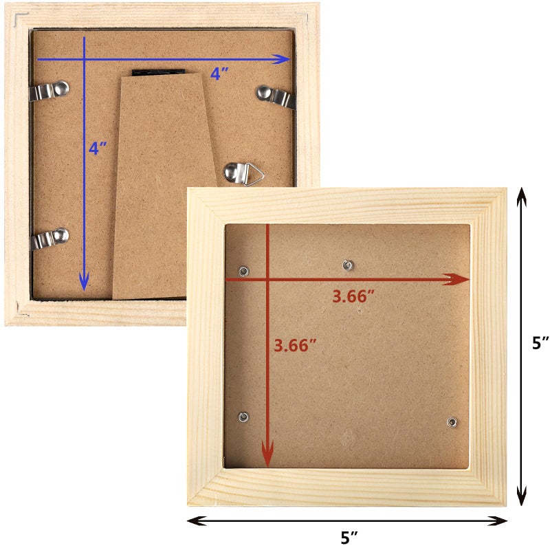 WUTL 4x4 Grain Picture Frames Square Classic Natural Wood 6 Pack for Wall Mounting and Tabletop Display - Image 5